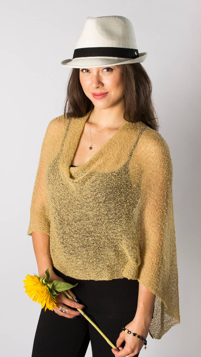 Summer Sheer Shrug Knit Poncho Shawl- Boho Beach Cover Up fo