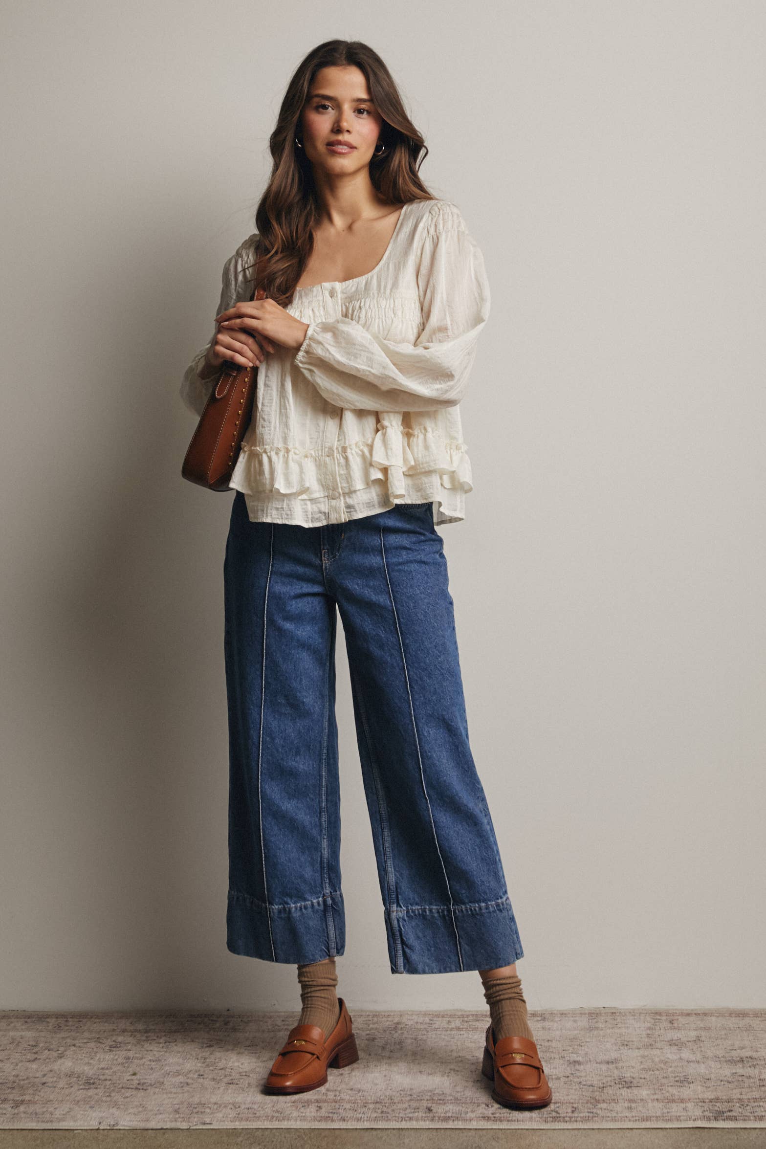 Rebecca Ruffle Hem Peasant Blouse