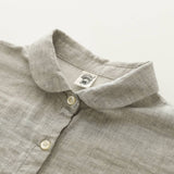 Gingham Soft Muslin Cotton Button-Down cap sleeve blouse