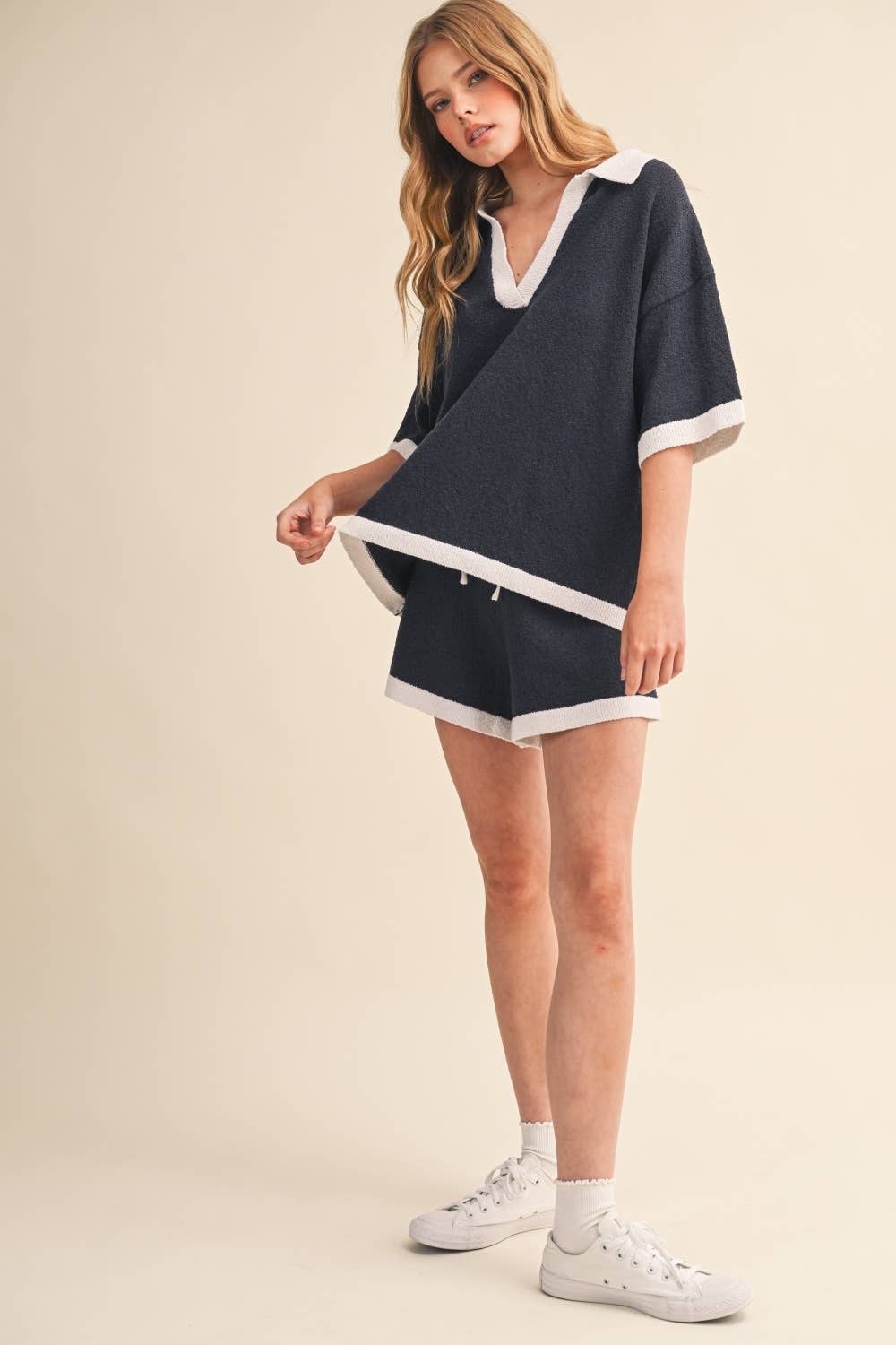 KNIT CONTRAST EDGE SHORTS