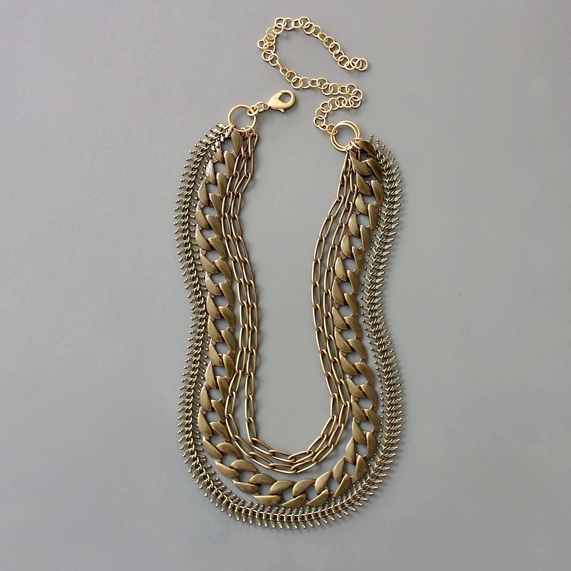 David Aubrey Multi strand brass ox chain necklace