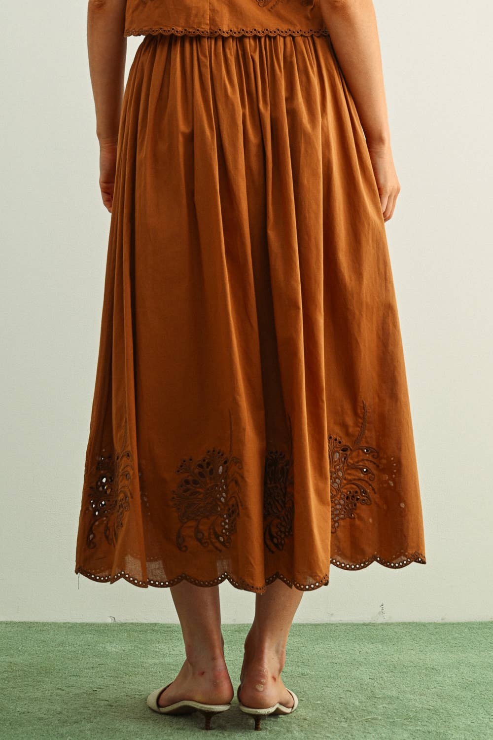 Melissa Embroidered Hem Long Full Skirt