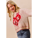 Big Valentine Heart Coquette Crop Sweater