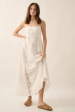Lace and Crepe Paneled Maxi Dress