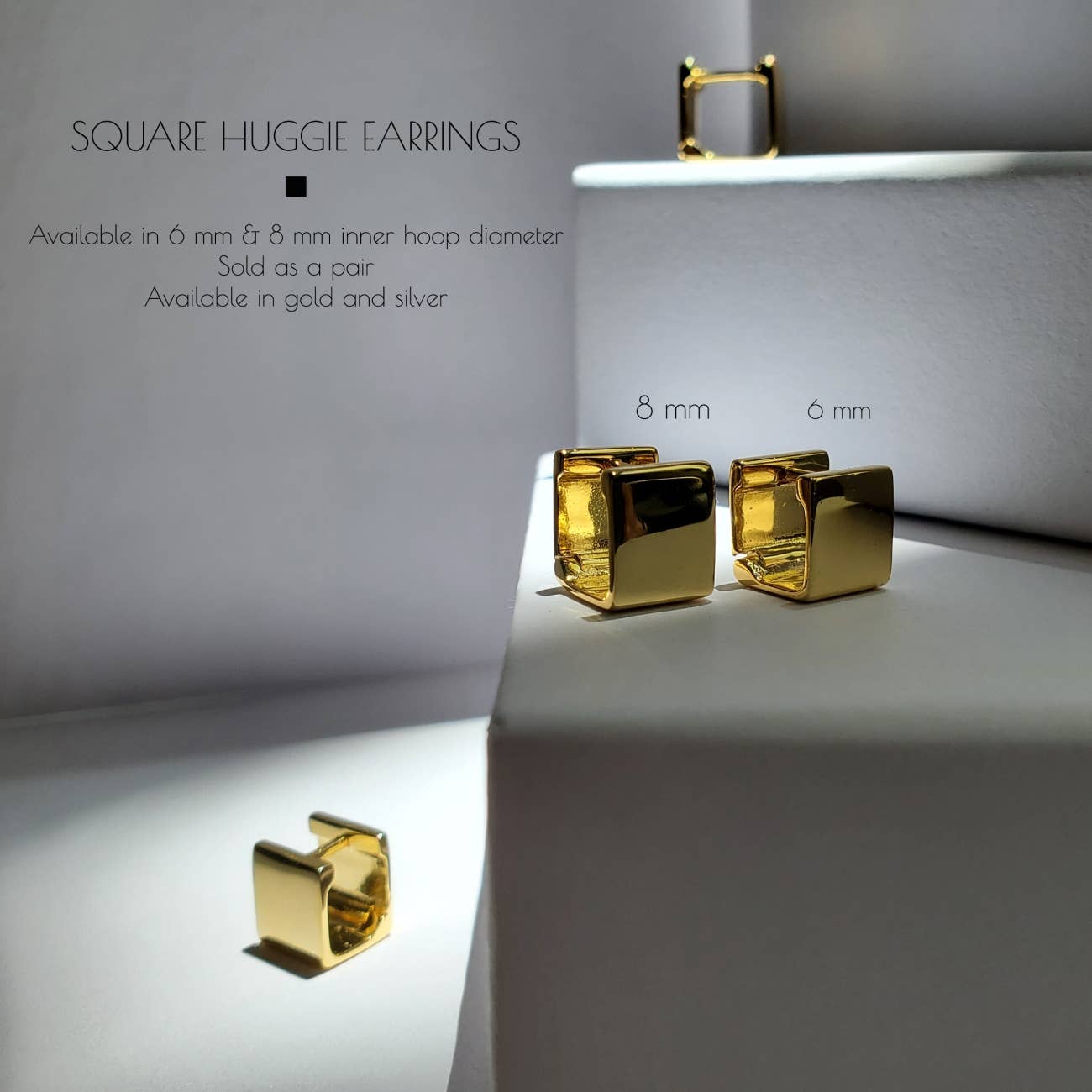 SQUARE HUGGIE EARRINGS