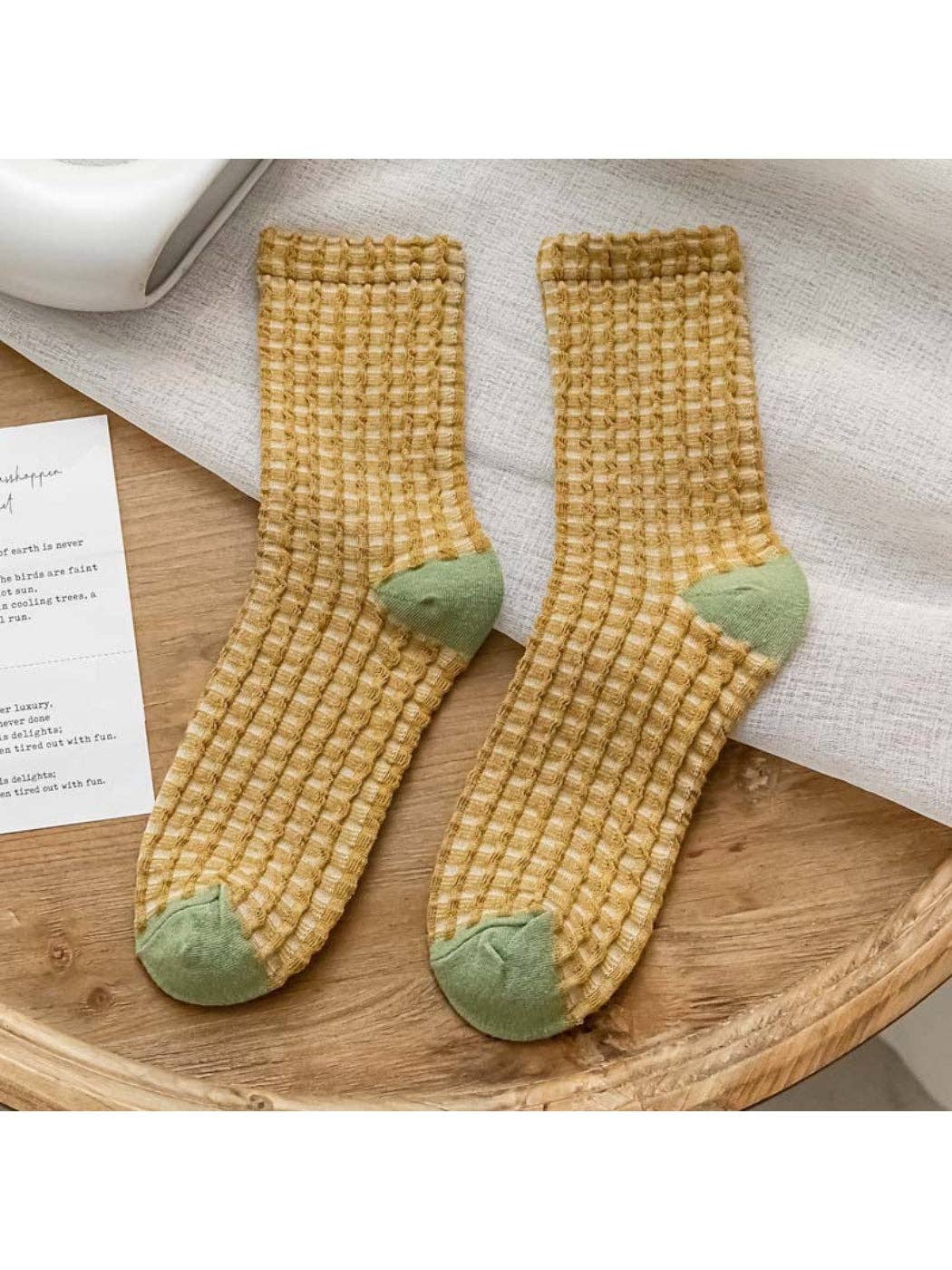 Rufia - Textured Check Knit Crew Socks