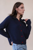 12W3445N-Heart Button Down Knit Sweater Cardigan