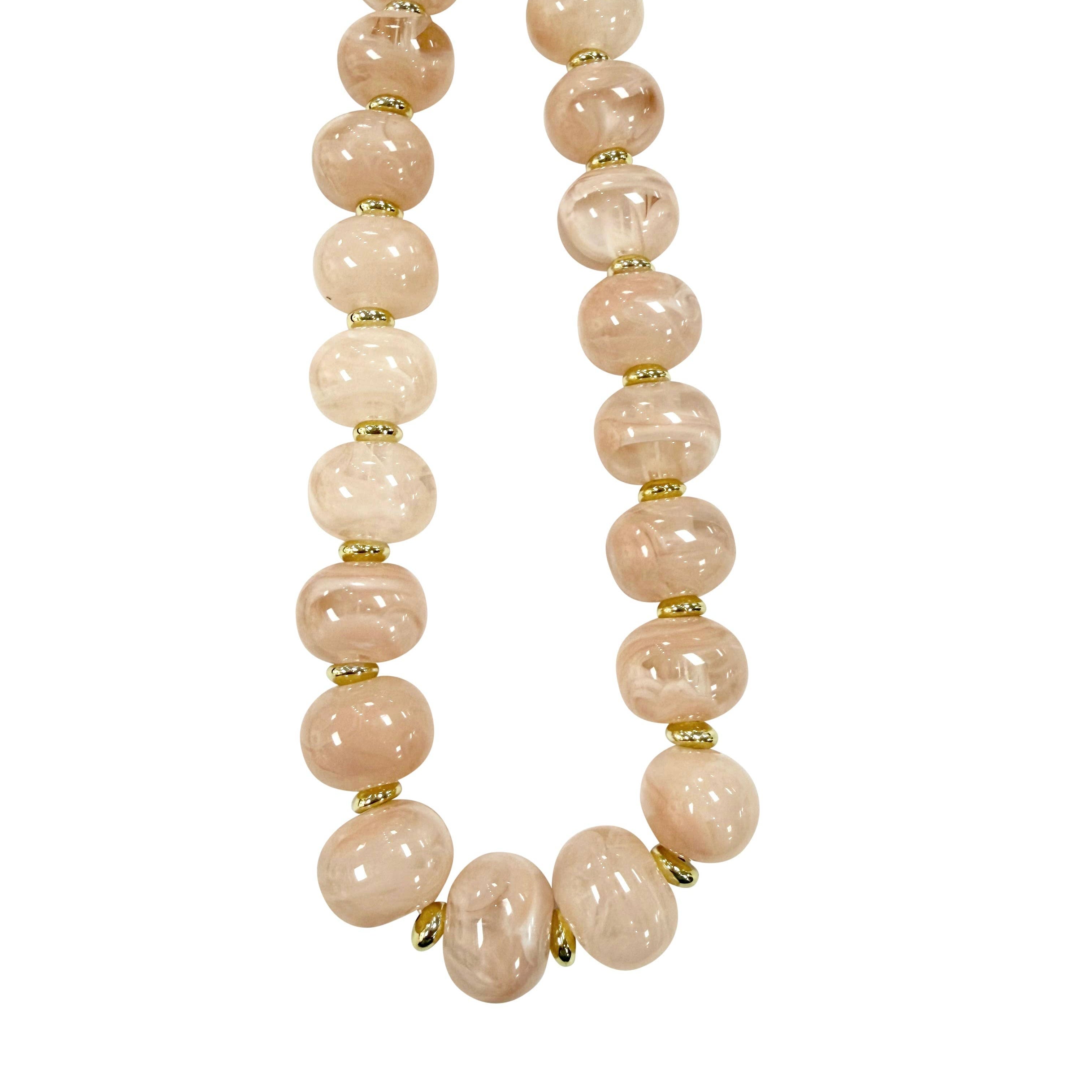 Marble Chunky Beaded Necklace- Blush