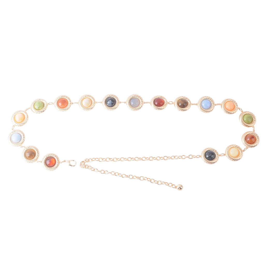 Candy Crystal Multicolor Gold Chain Belt