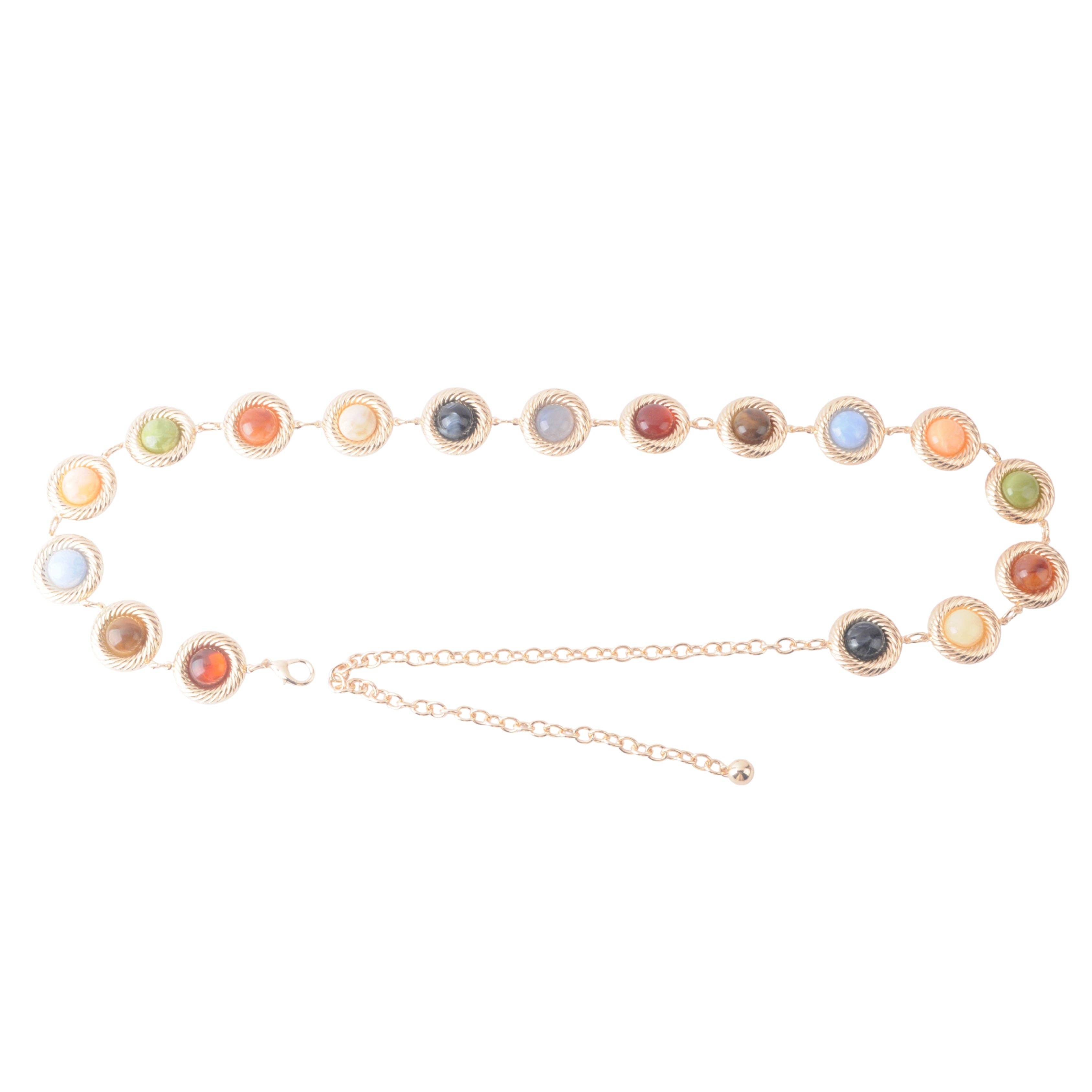 Candy Crystal Multicolor Gold Chain Belt