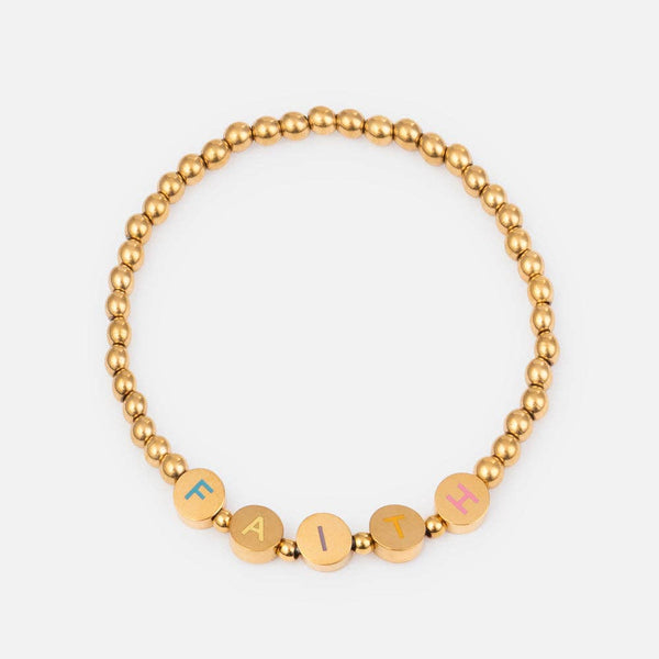 Gold Faith Letter Bracelet- Lg
