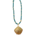 Sunlee Turquoise Beaded Necklace with Shell Pendant
