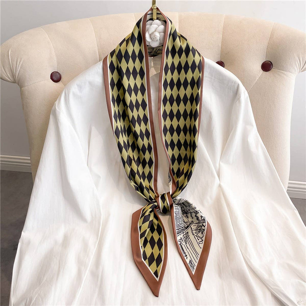 Skinny Silk Scarf for Hair, Neck or Bag Wrap_CWASC1512🎗️