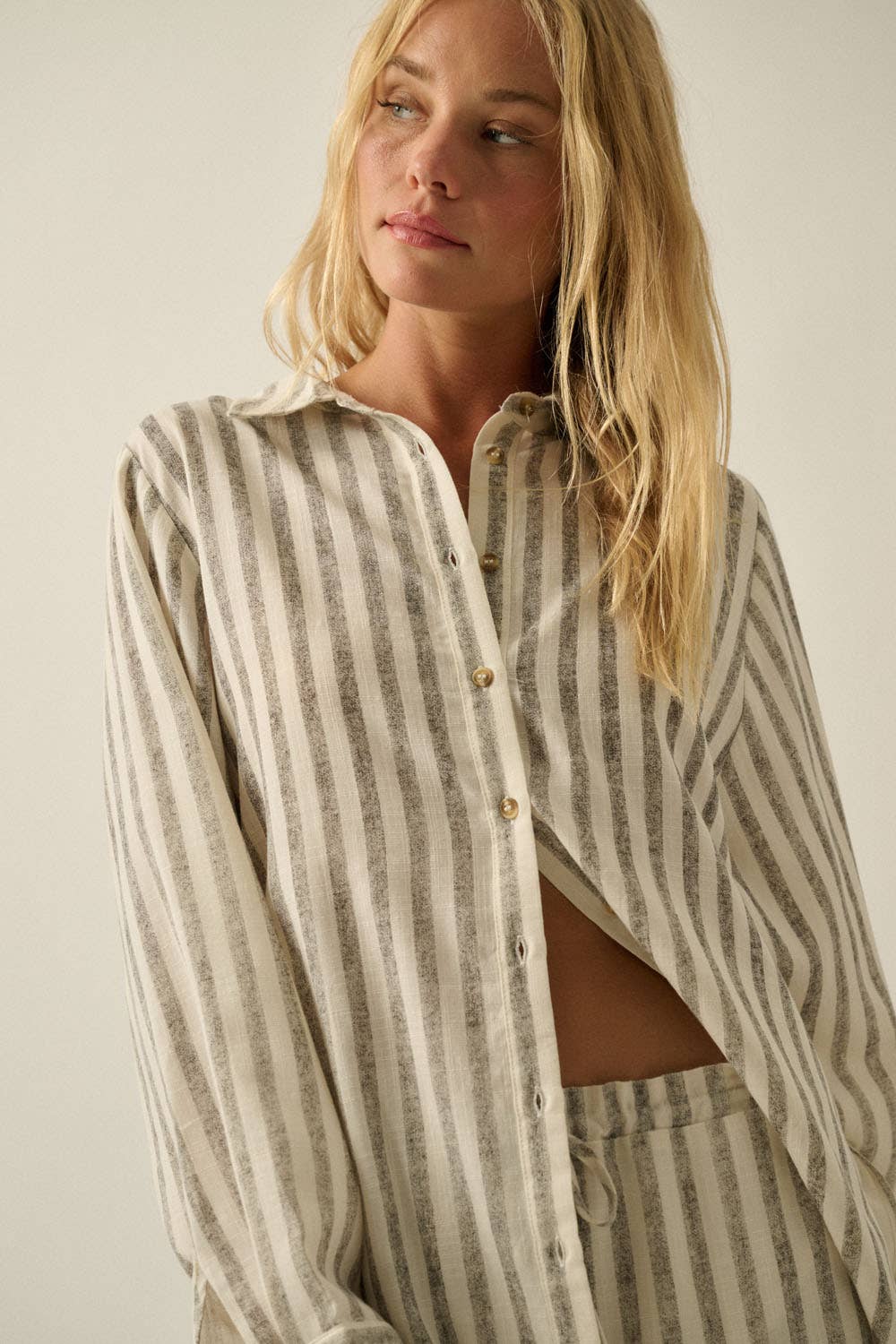 Striped Oversized Woven Shirt