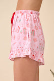 Christmas Print Pajama Set With Contrast Binding