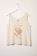 Mucho Amor Dove Vintage-Wash Graphic Tank Top