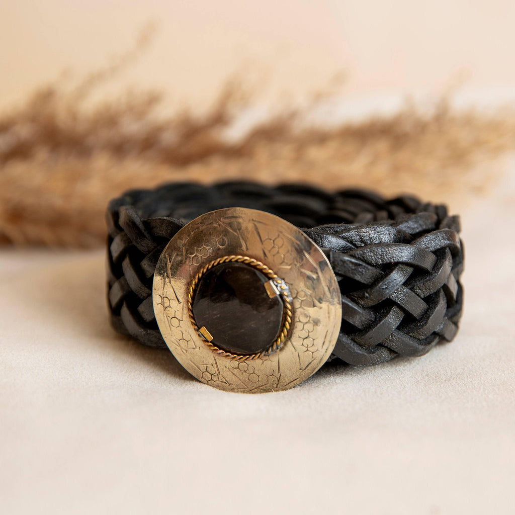 NEPTUNE NARROW BLACK LEATHER BELT