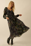 Floral-Print Smocked Sweetheart Maxi Peasant Dress
