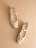 The Logan | Beige Woven Ballet Flat