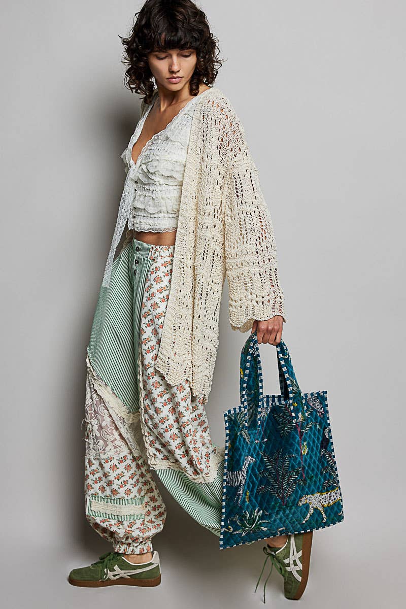 Everyday Quilted Striped Tote Bag