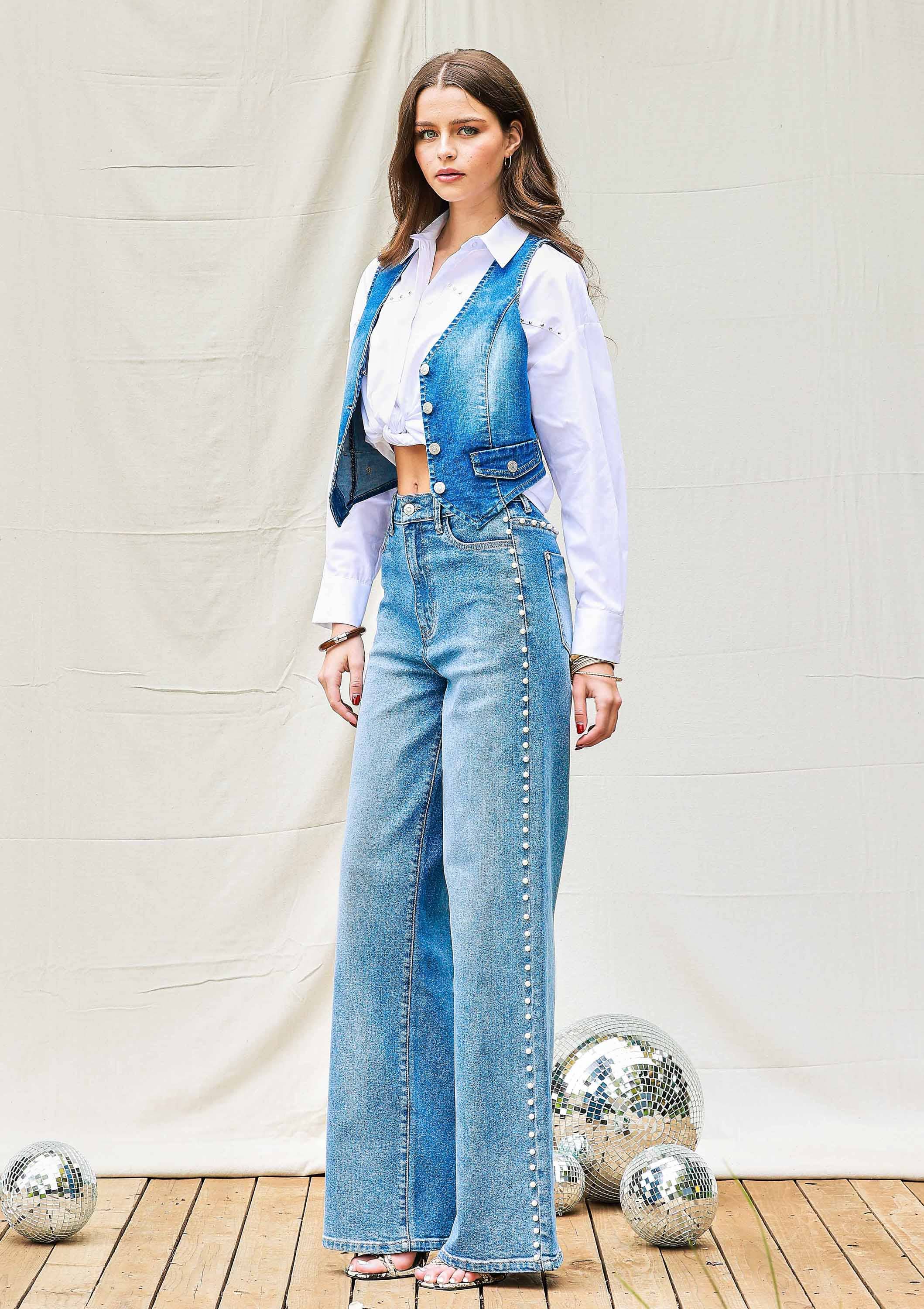 Pearl High-Rise Wideleg Jeans