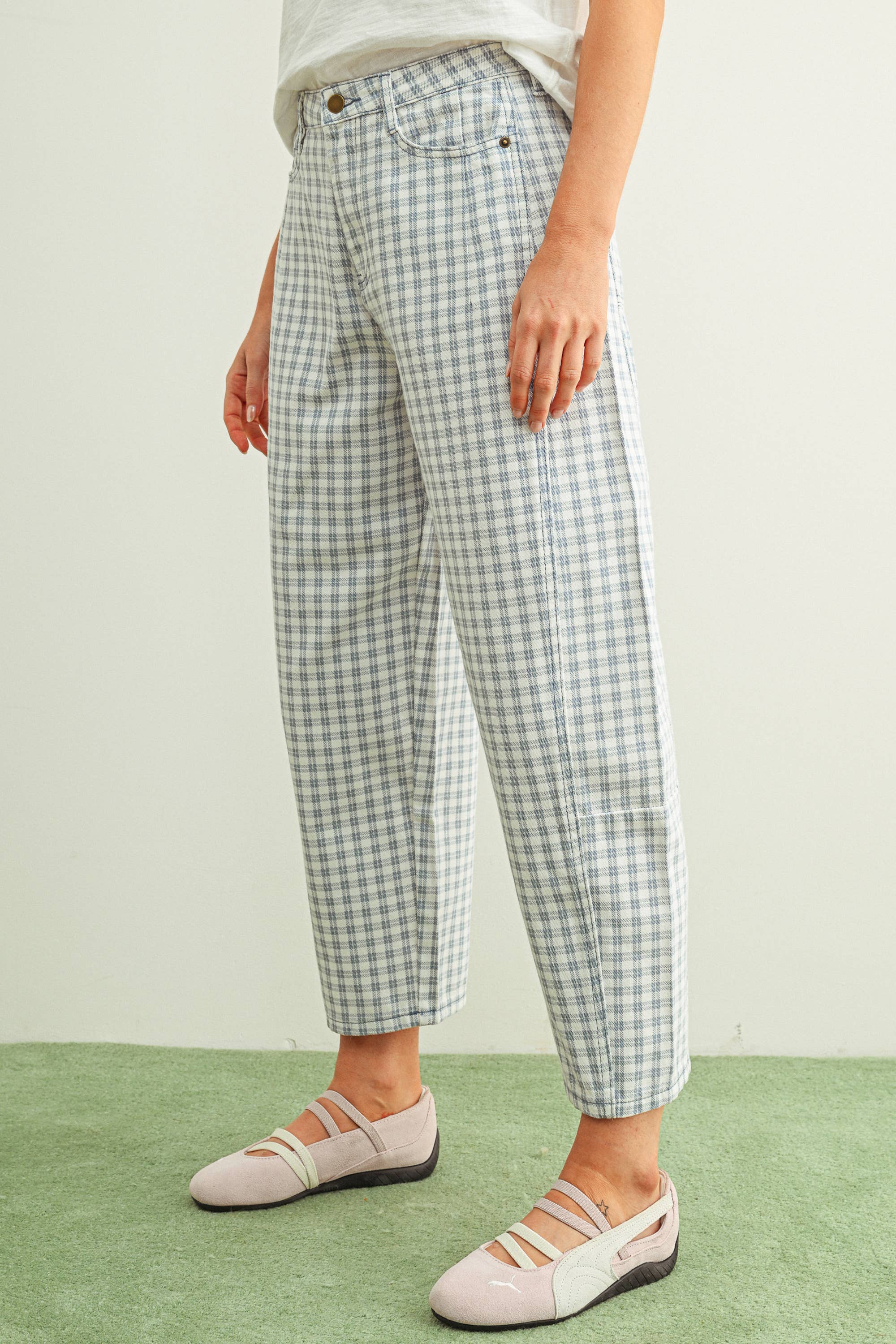 Mini Checker Barrel Pants - 6 Colors