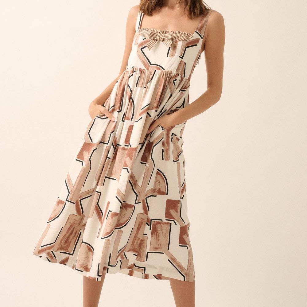Thea Sleeveless Fit-and-Flare Midi Dress
