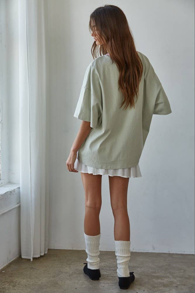 Contrast Neck Cotton Crew Tee