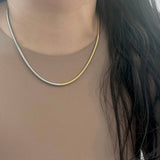 Gold Silver snake chain necklace two double tone ombre 