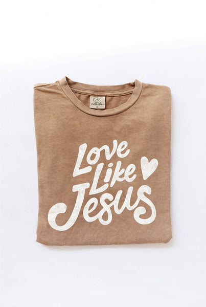 LOVE LIKE JESUS Mineral Washed Graphic Top