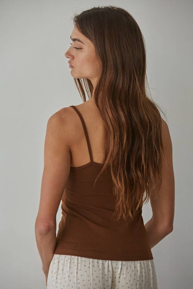 Knit Cotton Spandex Jersey V-Neck Cami Top