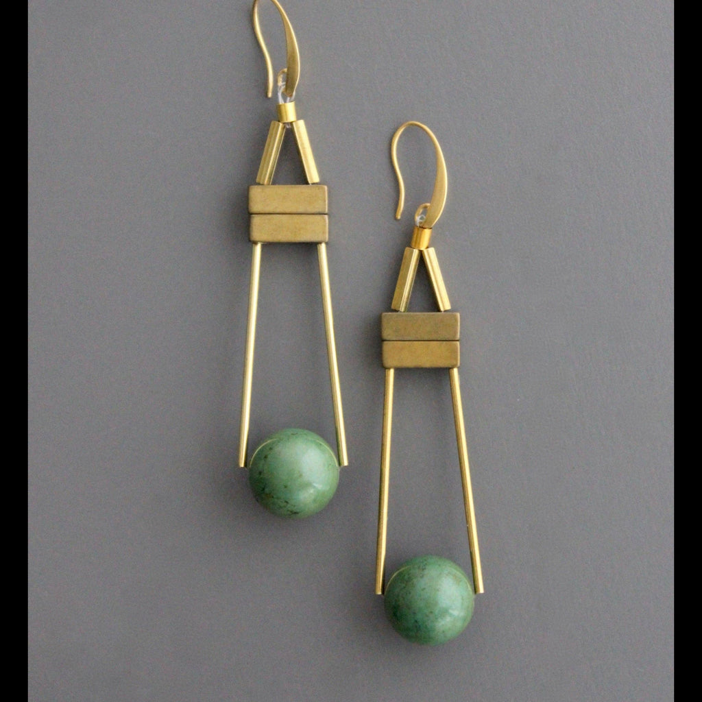 Brass hook & hematite dangles