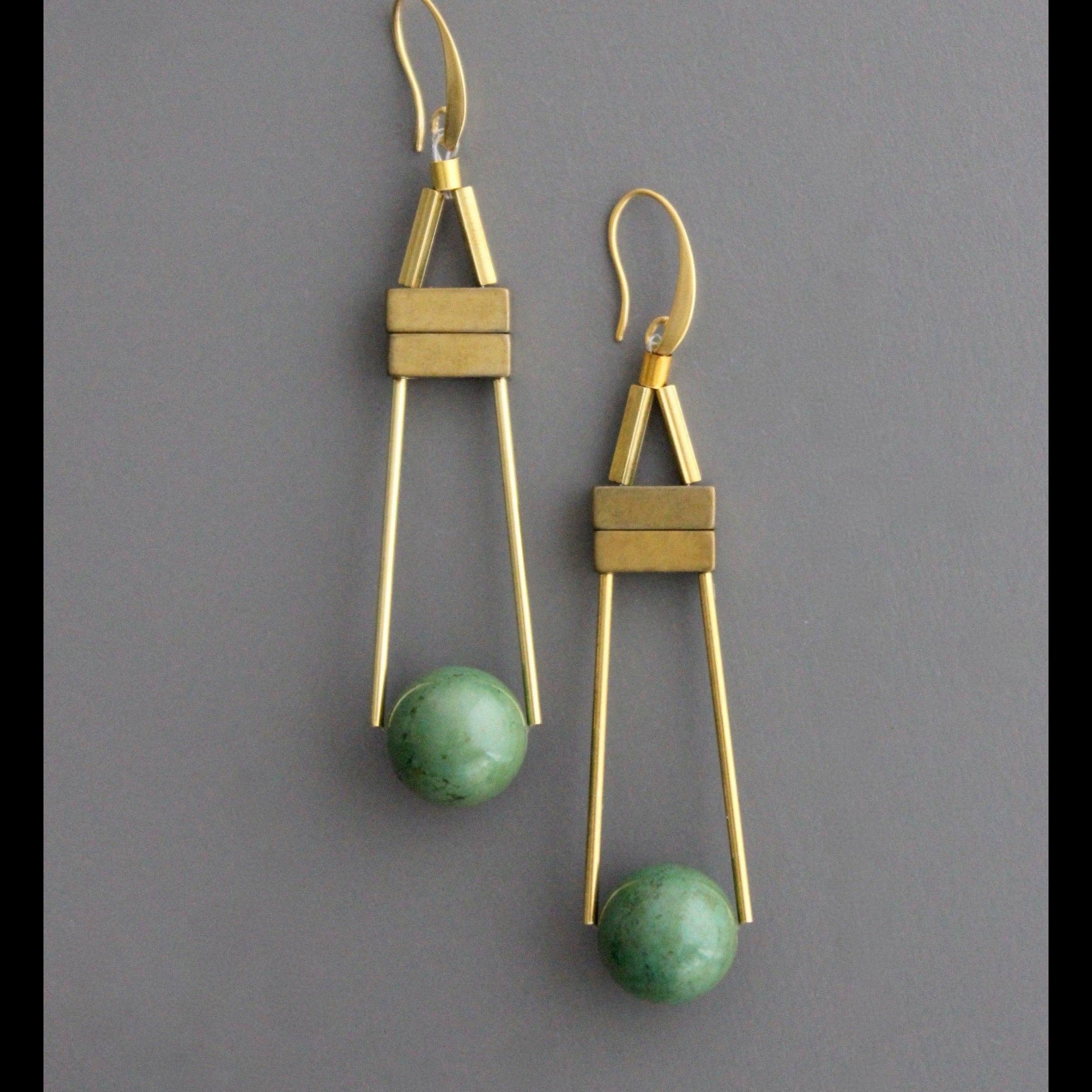 Brass hook & hematite dangles