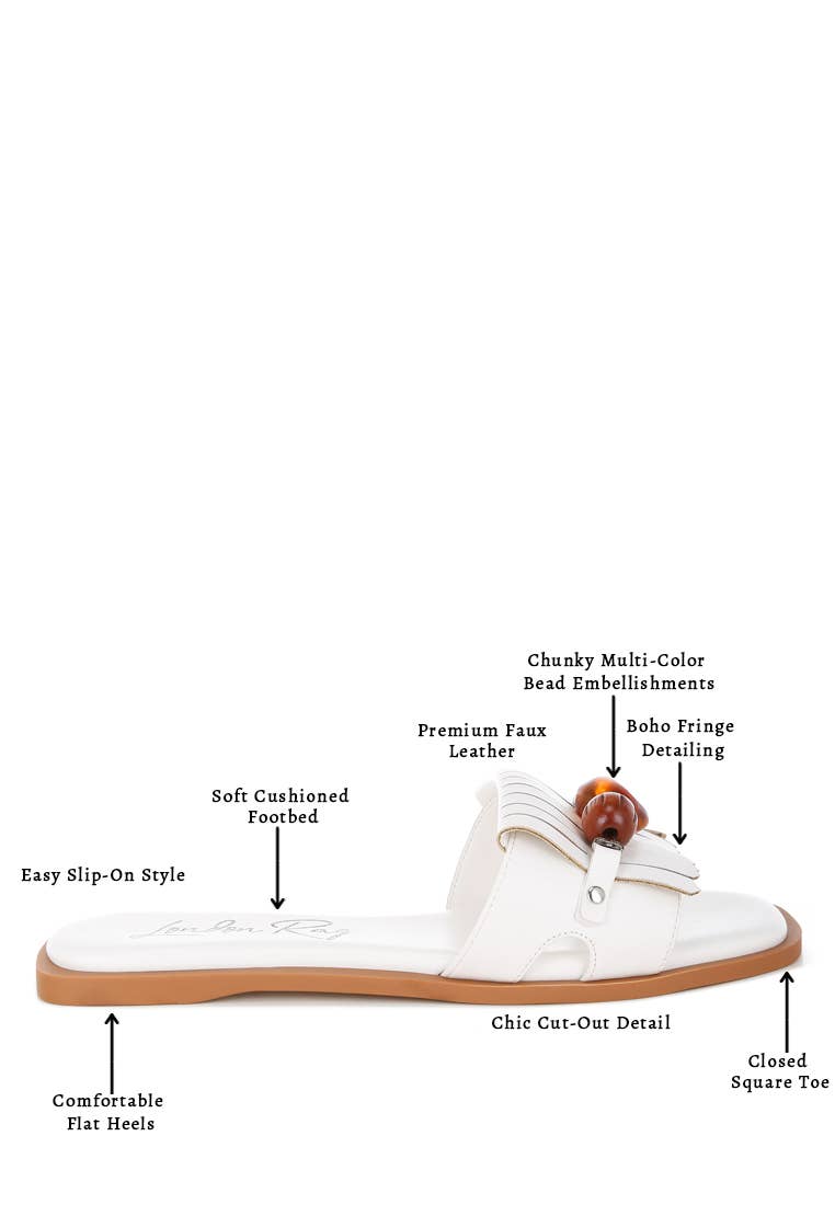 Nakasa Beaded Faux Leather Slip Ons