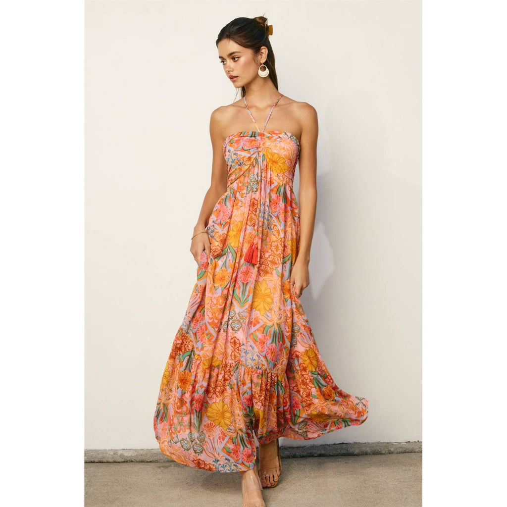 Dayna Ruched Babydoll Maxi Dress
