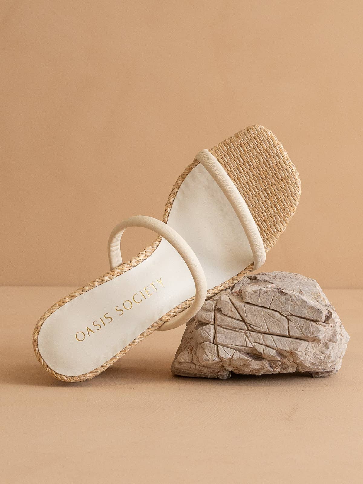 The Margaret Beige | Rattan Heel
