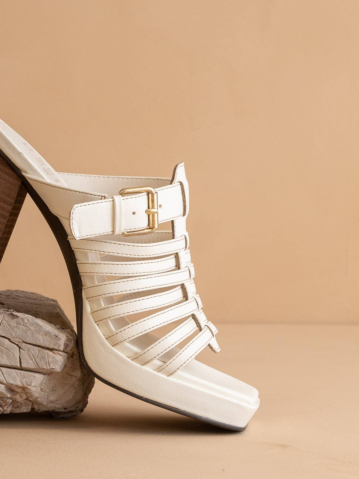 The Rome White | Basket Weave Inspired Sandal on A Platform