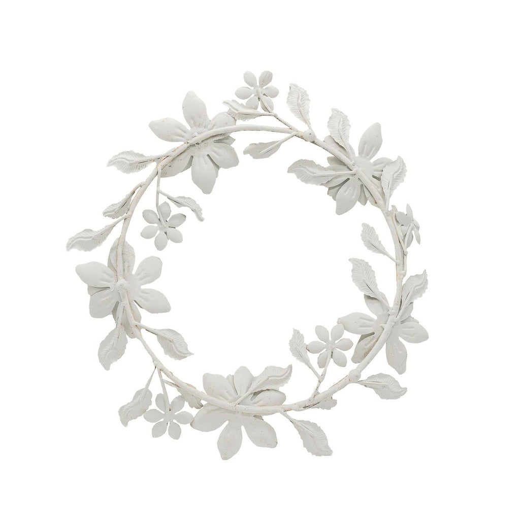 Abeline Antique Finish Floral Wreath 5 Taper Candle Holder