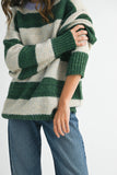 Oversized Striped Green & Lavender Sweater