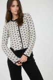 SCALLOP TRIM BUTTON DOWN X PATTERN KNIT CARDIGAN