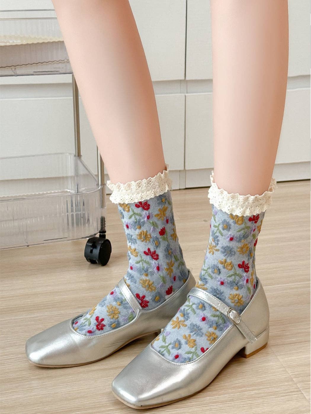 Rufia - Lace Trim Floral Garden Socks
