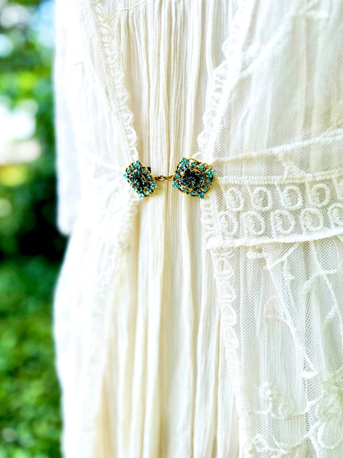 Blue & Gold Cinch Clip, Gilded Sweater Clasp KardiKlip