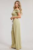 Off Shoulder Pants Set with Ruched Top