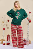 Candy Cane Happy Holidays Patchwork Knit Sweater