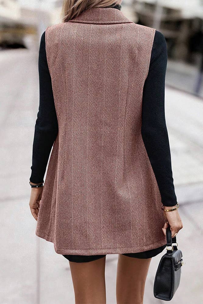 Sleeveless Lapel Blazer Long Coat GSS120