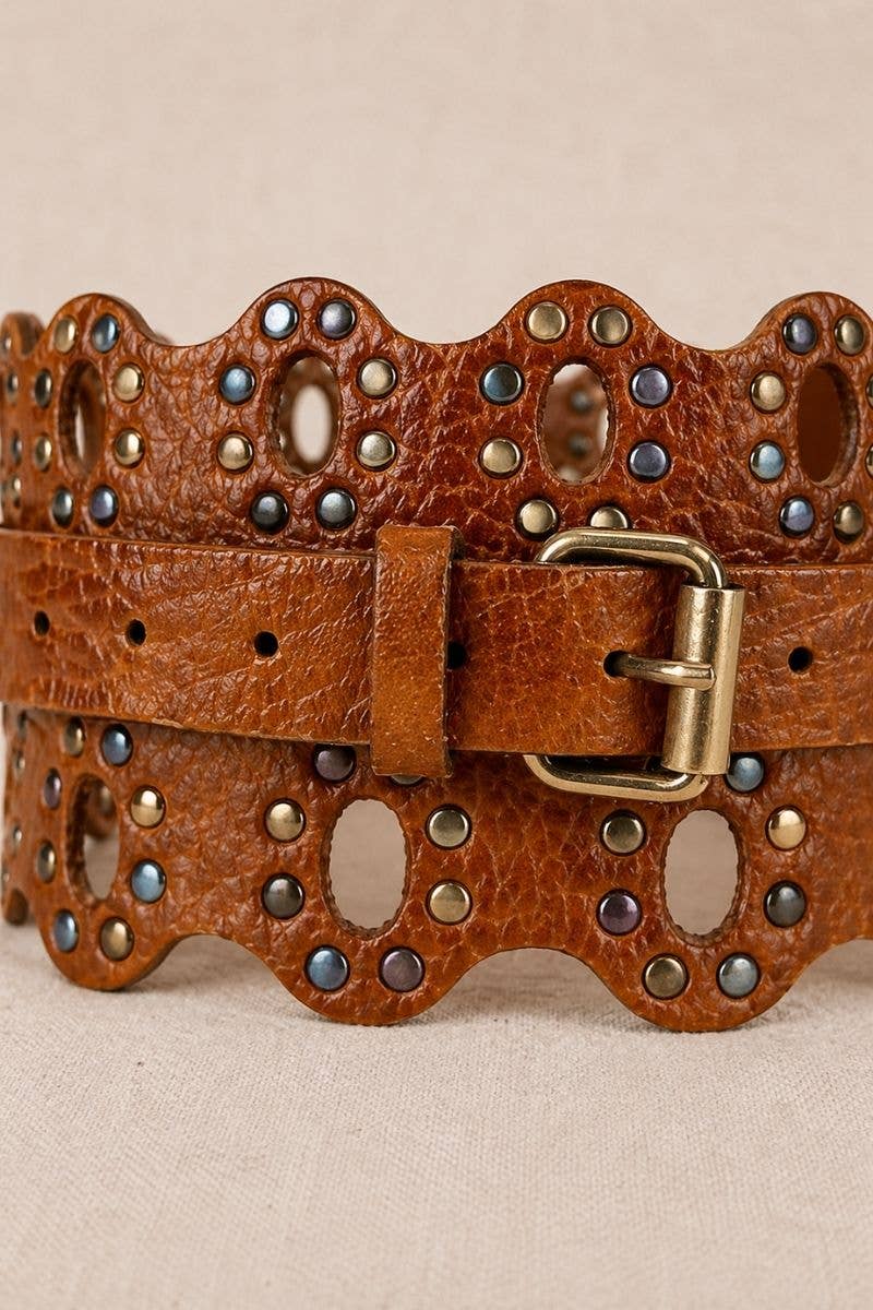 Draco light brown leather sash belt