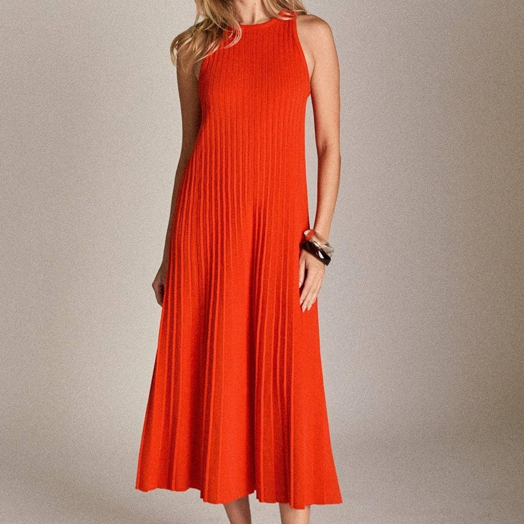 Betsy Pleated A-line Knit Midi Dress