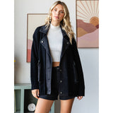 Knit Body Denim Layerd Jacket