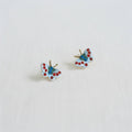 Enamel Butterfly Cubic Zirconia Stud Earrings