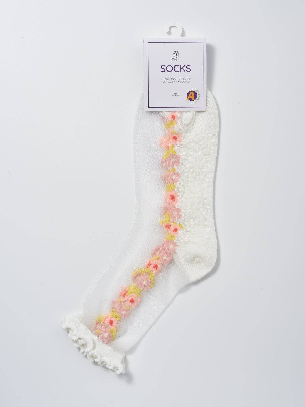 Rufia - Soft Sheer Floral Vine Crew Socks